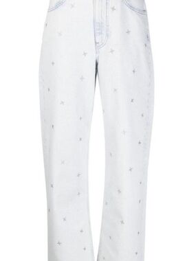 Maje Light Wash Star-Embellished Boyfriend Jeans